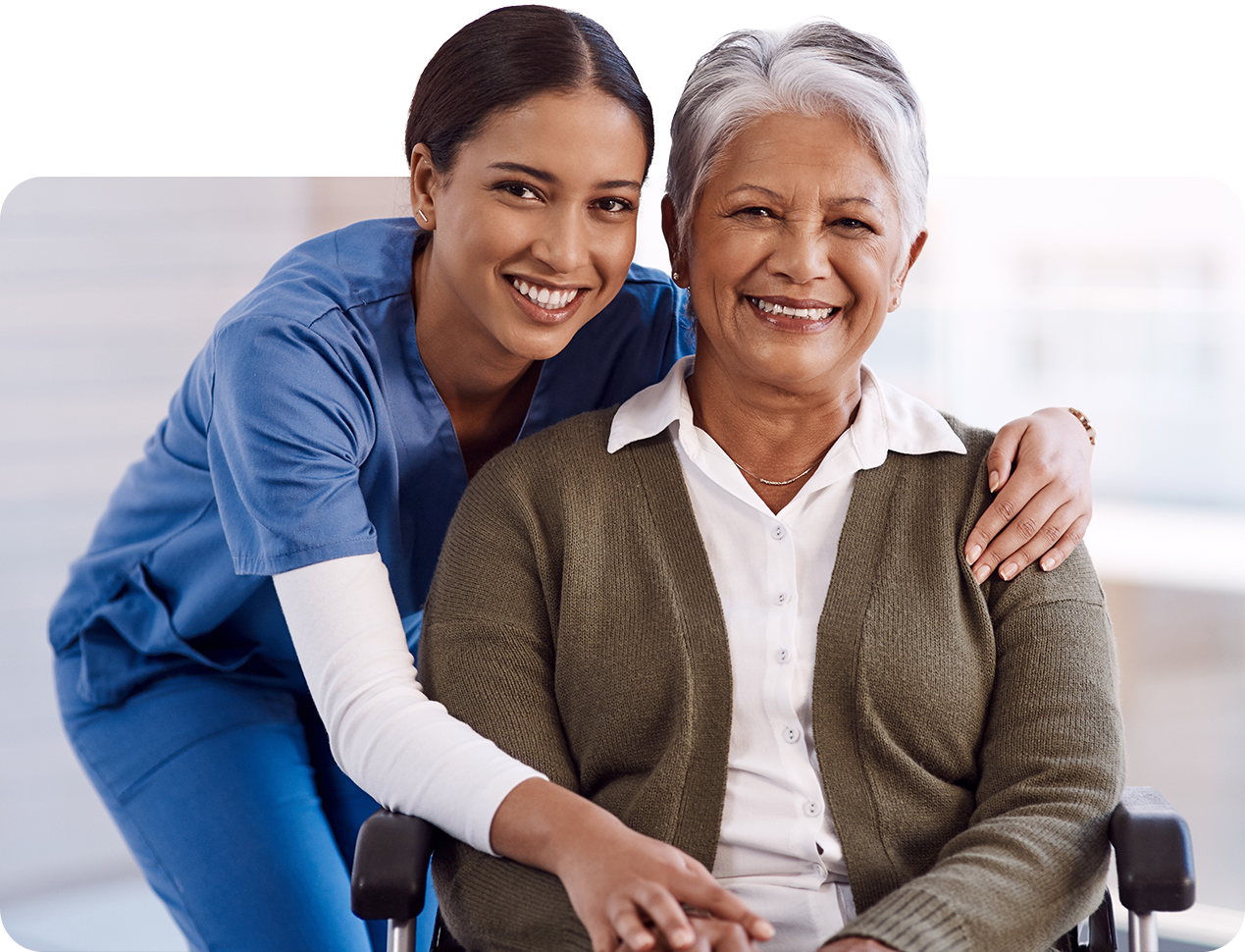 Nurse hugging patient 